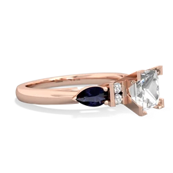 White Topaz 6Mm Princess Eternal Embrace Engagement 14K Rose Gold ring C2002