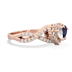 White Topaz Diamond Twist 'One Heart' 14K Rose Gold ring R2640HRT