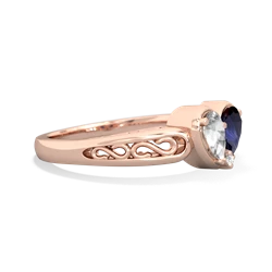 White Topaz Filligree 'One Heart' 14K Rose Gold ring R5070