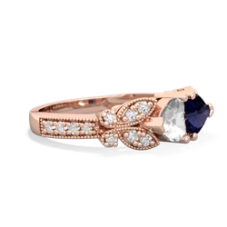 White Topaz Diamond Butterflies 14K Rose Gold ring R5601