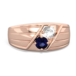 White Topaz Men's Streamline 14K Rose Gold ring R0460