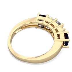 White Topaz Three Stone Diamond Cluster 14K Yellow Gold ring R2592