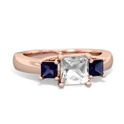 White Topaz Three Stone Trellis 14K Rose Gold ring R4015