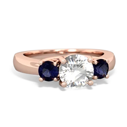 White Topaz Three Stone Round Trellis 14K Rose Gold ring R4018