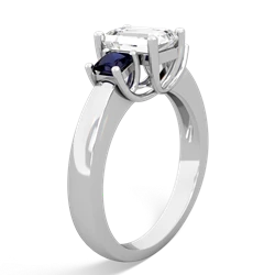 White Topaz Three Stone Emerald-Cut Trellis 14K White Gold ring R4021