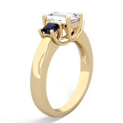 White Topaz Three Stone Emerald-Cut Trellis 14K Yellow Gold ring R4021