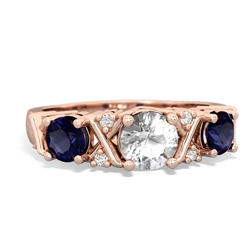 White Topaz Hugs And Kisses 14K Rose Gold ring R5016