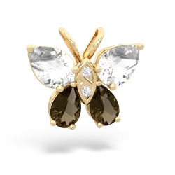 White Topaz Butterfly 14K Yellow Gold pendant P2215