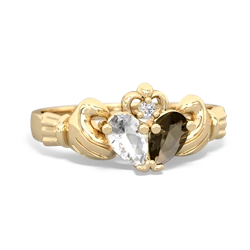 White Topaz 'Our Heart' Claddagh 14K Yellow Gold ring R2388