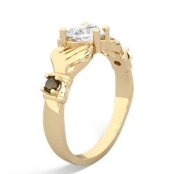 White Topaz Claddagh Keepsake 14K Yellow Gold ring R5245