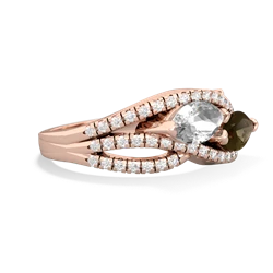 White Topaz Diamond Rivers 14K Rose Gold ring R3070