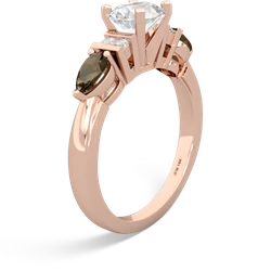 White Topaz 6Mm Round Eternal Embrace Engagement 14K Rose Gold ring R2005