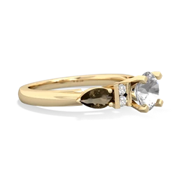 White Topaz 6Mm Round Eternal Embrace Engagement 14K Yellow Gold ring R2005