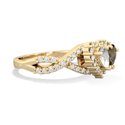 White Topaz Diamond Twist 'One Heart' 14K Yellow Gold ring R2640HRT