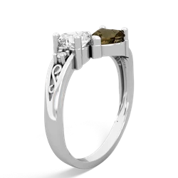 White Topaz Snuggling Hearts 14K White Gold ring R2178