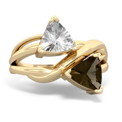 White Topaz Split Band Swirl 14K Yellow Gold ring R2341