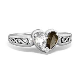 White Topaz Filligree 'One Heart' 14K White Gold ring R5070