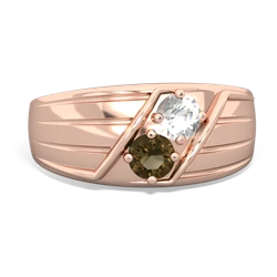 White Topaz Men's Streamline 14K Rose Gold ring R0460