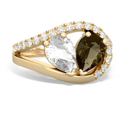 White Topaz Nestled Heart Keepsake 14K Yellow Gold ring R5650