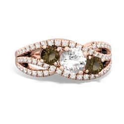 White Topaz Three Stone Aurora 14K Rose Gold ring R3080