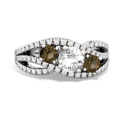 White Topaz Three Stone Aurora 14K White Gold ring R3080