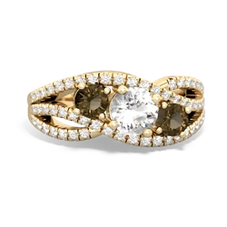 White Topaz Three Stone Aurora 14K Yellow Gold ring R3080