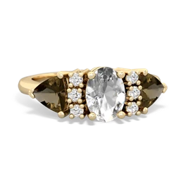 White Topaz Antique Style Three Stone 14K Yellow Gold ring R2186