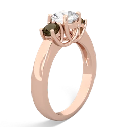 White Topaz Three Stone Round Trellis 14K Rose Gold ring R4018