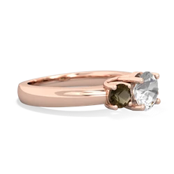 White Topaz Three Stone Round Trellis 14K Rose Gold ring R4018