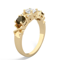 White Topaz Hugs And Kisses 14K Yellow Gold ring R5016