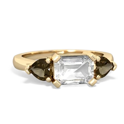 White Topaz Three Stone 14K Yellow Gold ring R5235