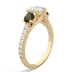 White Topaz Pave Trellis 14K Yellow Gold ring R5500