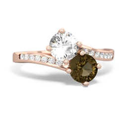 White Topaz Channel Set Two Stone 14K Rose Gold ring R5303