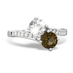 White Topaz Channel Set Two Stone 14K White Gold ring R5303