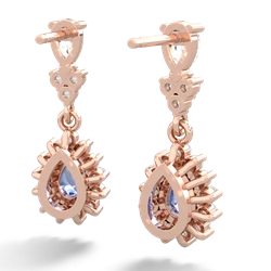 White Topaz Halo Pear Dangle 14K Rose Gold earrings E1882