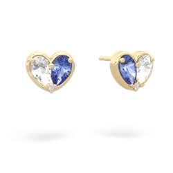 White Topaz 'Our Heart' 14K Yellow Gold earrings E5072