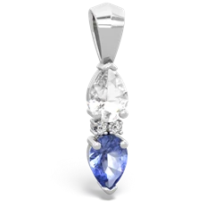White Topaz Bowtie Drop 14K White Gold pendant P0865