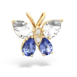 White Topaz Butterfly 14K Yellow Gold pendant P2215