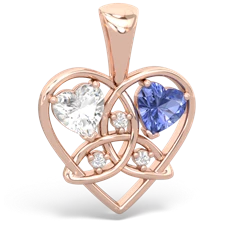 White Topaz Celtic Trinity Heart 14K Rose Gold pendant P5331