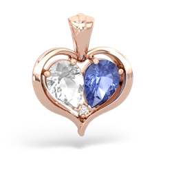 White Topaz Two Become One 14K Rose Gold pendant P5330