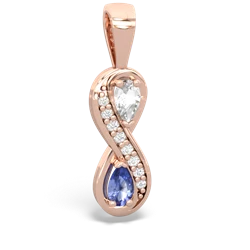 White Topaz Diamond Infinity 14K Rose Gold pendant P5390