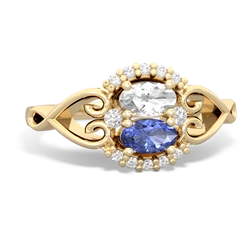 White Topaz Love Nest 14K Yellow Gold ring R5860