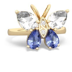 White Topaz Butterfly 14K Yellow Gold ring R2215