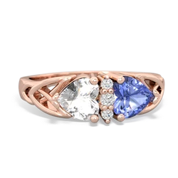 White Topaz Celtic Knot Double Heart 14K Rose Gold ring R5040