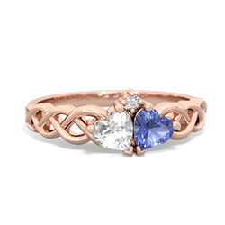 White Topaz Heart To Heart Braid 14K Rose Gold ring R5870