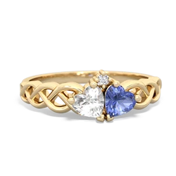 White Topaz Heart To Heart Braid 14K Yellow Gold ring R5870