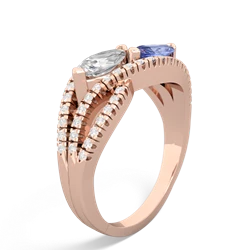 White Topaz Diamond Rivers 14K Rose Gold ring R3070