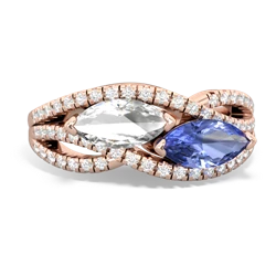 White Topaz Diamond Rivers 14K Rose Gold ring R3070