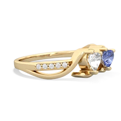 White Topaz Side By Side 14K Yellow Gold ring R3090