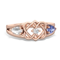 White Topaz Hearts Intertwined 14K Rose Gold ring R5880